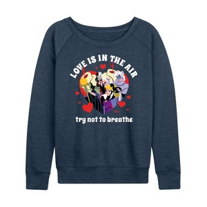 Women's - Disney Villains - Valentine's Day Lightweight French Terry Wide Neck Long Sleeve Shirt - 1 of 4