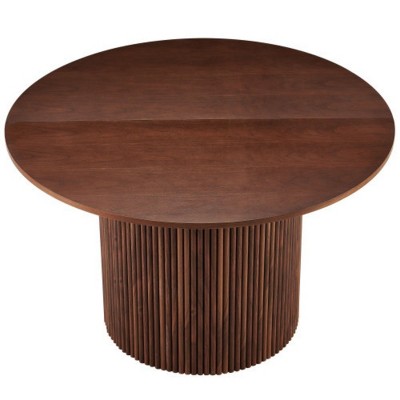 47" Farmhouse Round Dining Table with Wood Veneer Top, Small Kitchen Table, Space-Saving Dining Table for Apartment or Dining Areas–The Pop Home