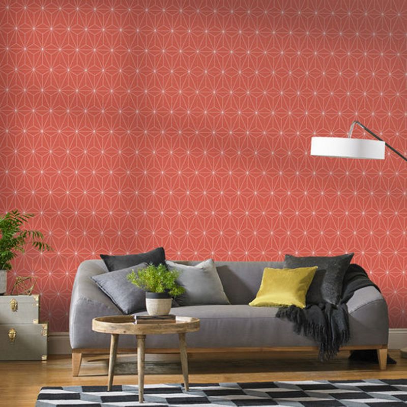 Prism Coral Orange Geometric Paste the Wall Wallpaper, 2 of 5