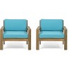 2pc Outdoor Dining Chairs with Cushions Santa Ana Club Chairs,light teal-Christopher Knight Home - 2 of 4
