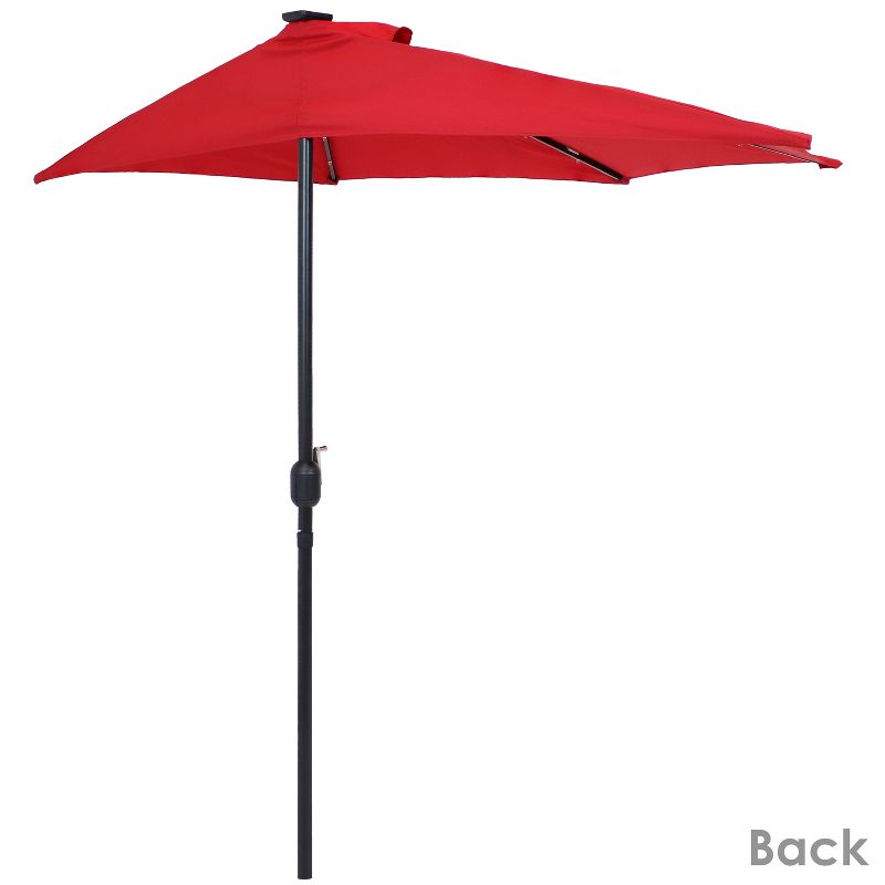 Sunnydaze Solar Outdoor Half Patio Umbrella with LED Lights and Crank - 9', 3 of 16