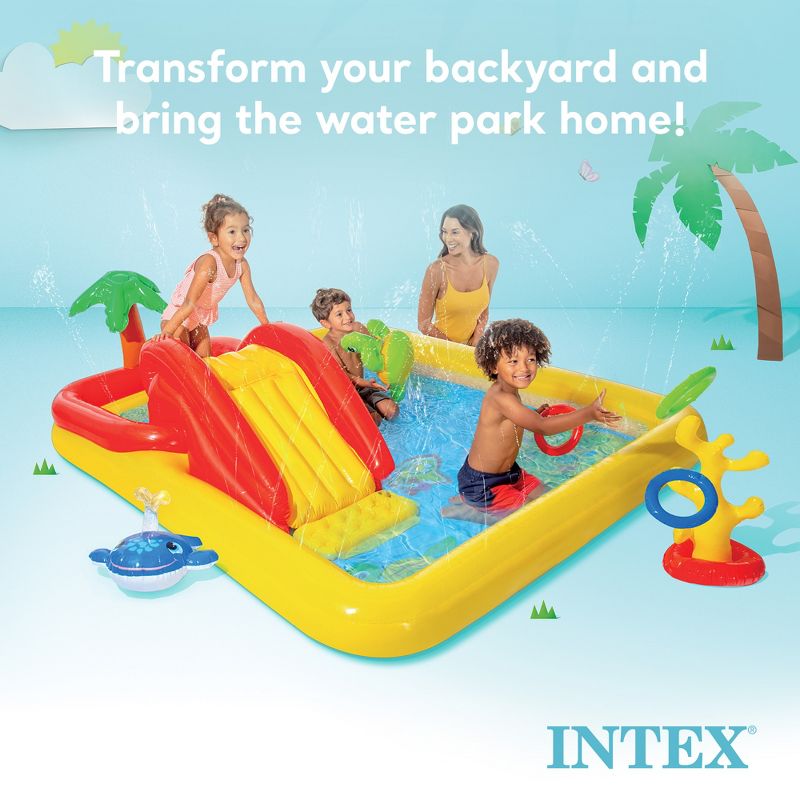 Intex 100" x 77" Inflatable Ocean Play Center Kids Backyard Kiddie Pool & Games, 4 of 7