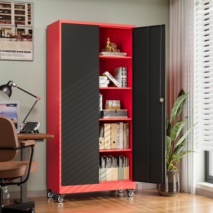 Mlezan Storage Cabinet with Locking Doors, 71" Tall 18" Deep Metal Cabinet with 5 Adjustable Shelves for Pantry, Office,  Home Kitchen Pantry Cabinets - 1 of 4