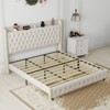 Okak Platform Bed Frame Wingback Upholstered Bed with Adjustable Height Headboard and USB Charger Music Speaker Star Projector Noise-Free - 3 of 4