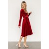 Clearlove Women's Elegant Velvet Midi Dress Deep V Neck Long Sleeve Flared Dress - 2 of 4