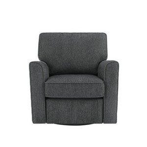 TiramisuBest Red Chenille 360 Swivel Accent Chair, Comfortable Barrel Armchair with Side Pockets for Any Room - 1 of 4