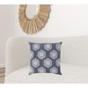 20" X 20" Dark Blue And White 100% Cotton Floral Zippered Pillow - 2 of 4