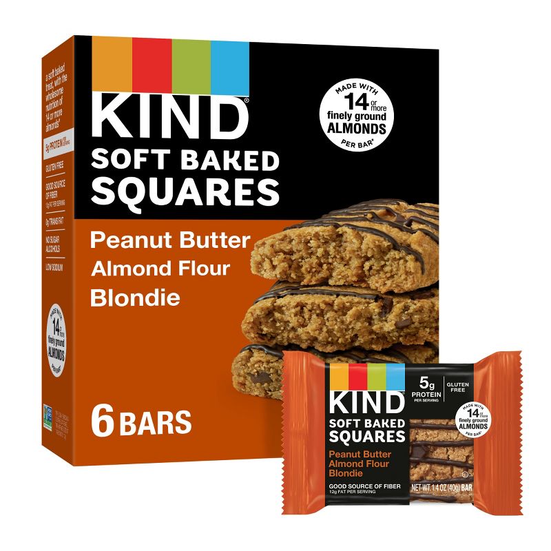 KIND Soft Baked Squares Peanut Butter Almond Flour Blondie - 6ct/8.5oz, 1 of 12