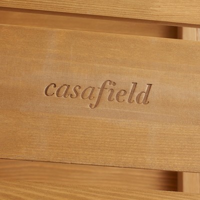 Natural Cedar Wood Outdoor Side Table with Shelf