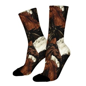 Horses Women Printed Crew Socks Funny Funky Socks Soft Polyester Novelty Gifts for Artists Men - 1 of 1