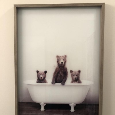 18 X 24 Blake Three Little Bears In Vintage Bathtub By Amy Peterson Framed  Printed Art Gray - Kate & Laurel All Things Decor : Target