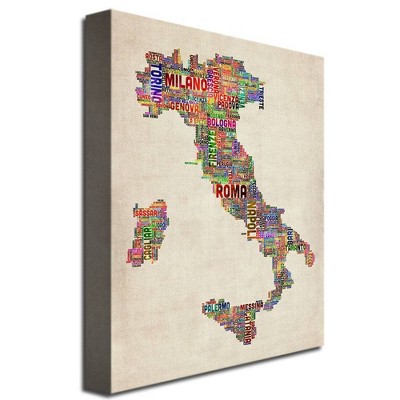 Italy II Multicolor Typography Map Canvas Art, 32" x 24"