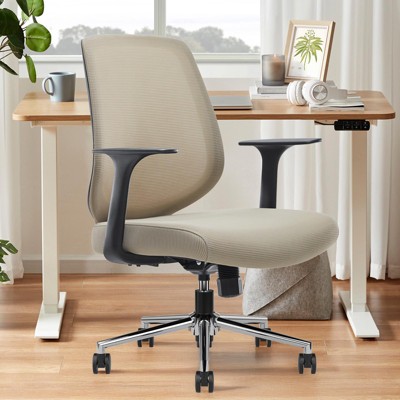 FURNIinspire Task and Office Chairs  Office Desk Chair, Swivel Wheels, and Seat-Slide Function, Beige, 26"*27"*37"