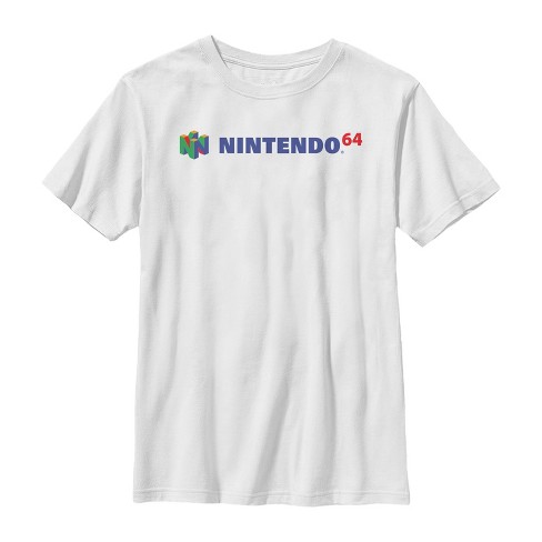 Boy's Nintendo Classic Logo Text T-shirt - White Medium : Target