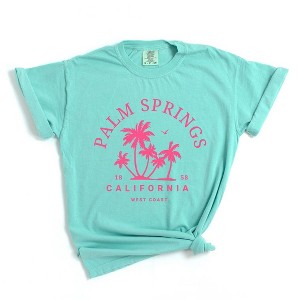Simply Sage Market Women's Palm Springs Palm Trees Short Sleeve Garment Dyed Tee - 1 of 3