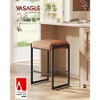 EKHO Mid-Century Modern Bar Stool - 26 Inch Counter Height, Synthetic Leather with Decorative Stitching, Sturdy Metal Frame, Caramel Brown - 3 of 4
