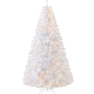 Best Choice Products Pre-Lit Premium Hinged White Artificial Christmas Pine Tree w/ Lights, Stand, PVC Branch Tips - 1 of 4