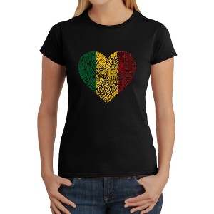 LA Pop Art Women's Word Art T-Shirt - One Love Heart - 1 of 2