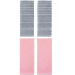 REGALWOVEN 4 Pcs Cotton Quick Drying Soft Striped Hand Towel 14" x 30" - 1 of 4