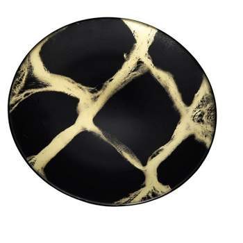 Classic Touch Set of 4 Black and Gold Marbleized 8.25" Plates