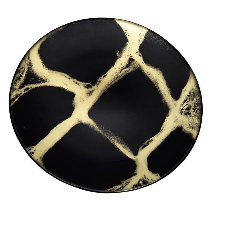 Classic Touch Set of 4 Black and Gold Marbleized 8.25" Plates, 1 of 4