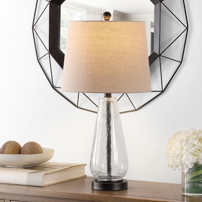 Naila 25.5" Clear Glass Table Lamp with Beige Shade