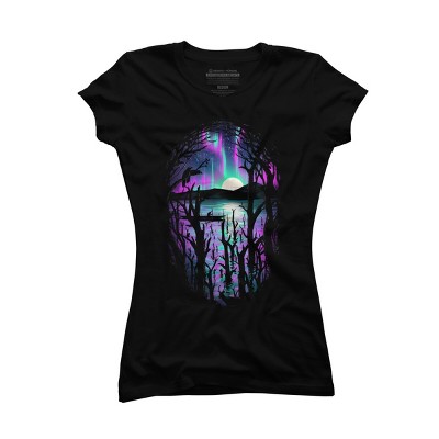 Junior's Design By Humans Night With Aurora By nicebleed T-Shirt