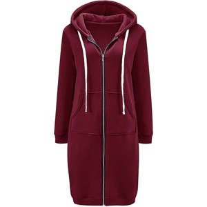 Haute Edition | Women's Tunic Long Length Full Zip Hooded Sweatshirt Hoodie - 1 of 3