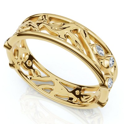Pompeii3 1/6ct Botanical Diamond Accent Ring 14k Gold or Platinum Lab Created