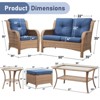 Gymojoy 7 Piece Outdoor Wicker Loveseat Sofa with Patio Chairs with Coffee Table and Ottoman Sets - 3 of 4
