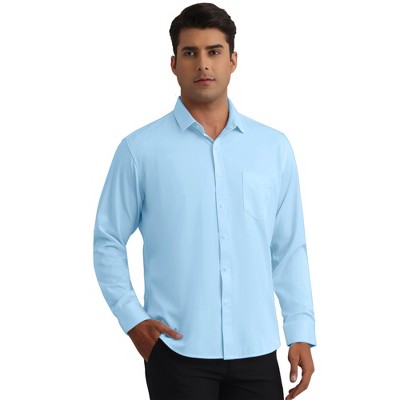 INSPIRE CHIC Men's Solid Long Sleeve Regular Fit Formal Business Button Down Dress Shirts