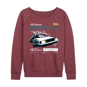 Women's - Back to the Future - Speedway Lightweight French Terry Wide Neck Long Sleeve Graphic Shirt - 1 of 4
