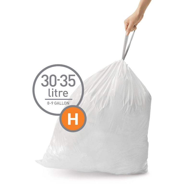 simplehuman 30L-35L Code H Custom Fit Trash Bags Liner White, 2 of 7