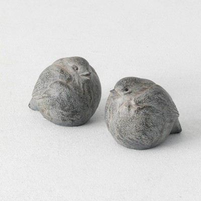 Sullivans Set Of 2 Bird Figurines 3"H Gray