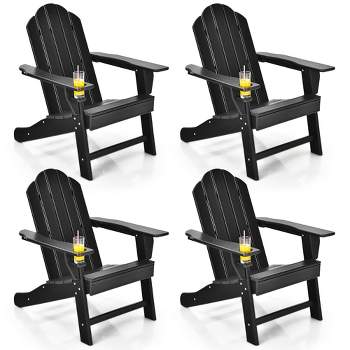 Costway 4PCS Patio Adirondack Chair Weather Resistant Garden Deck W/Cup Holder White\Black\Grey\Turquoise