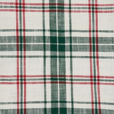 White and Green Plaid Cotton Table Runner