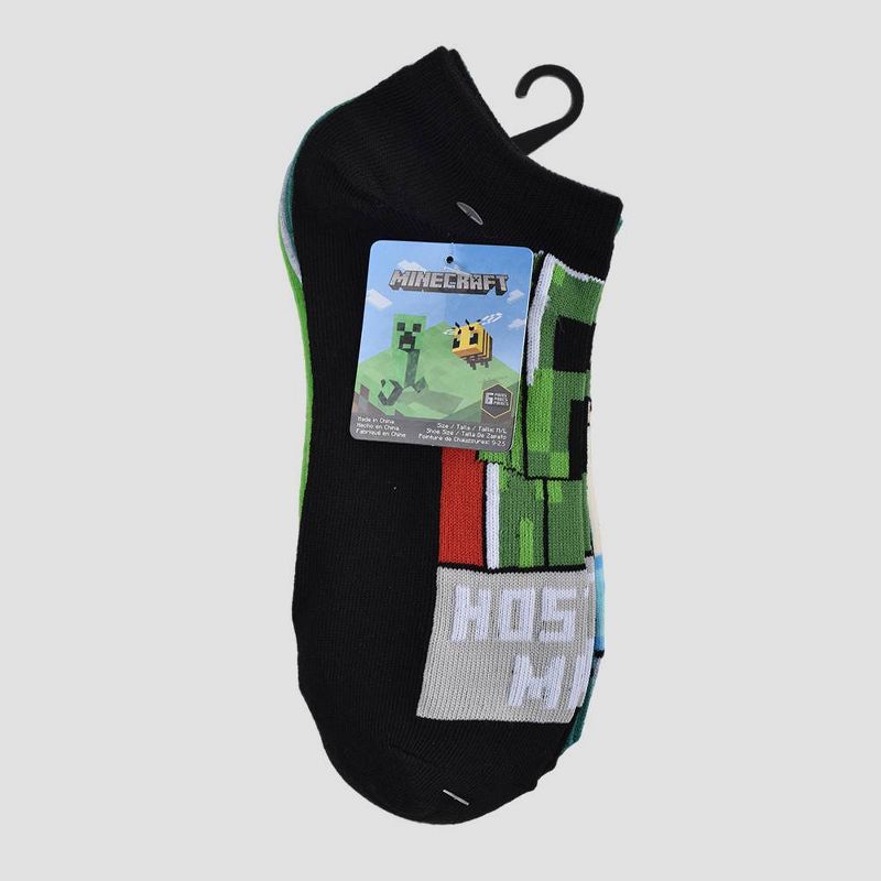 Boys' Minecraft 6pk No Show Socks - Green, 3 of 4