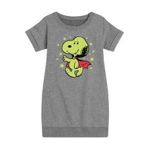 - Peanuts - Vampire Snoopy Stars Graphic Short Sleeve Fleece Dress - 1 of 4