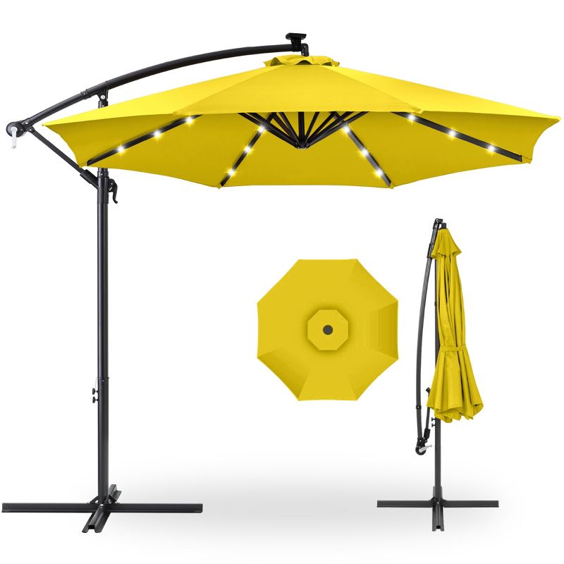 Best Choice Products 10ft Solar LED Offset Hanging Outdoor Market Patio Umbrella w/ Adjustable Tilt, 1 of 9
