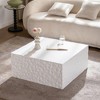 Airsurfer Square White Textured Coffee Table Contemporary Minimalist Coffee Table Living Room Centerpiece for Modern Living Rooms - 3 of 4
