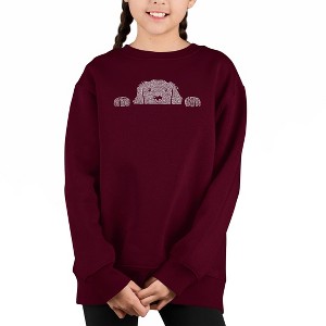 LA Pop Art Peeking Dog - Girl's Word Art Crewneck Sweatshirt - 1 of 3