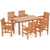 Costway 7 PCS Patio Wood Dining Table Set with 2” Umbrella Hole Outside Furniture Set - 2 of 4
