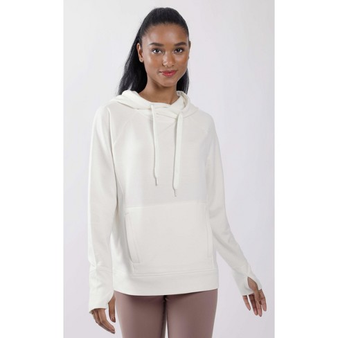 90 Degree By Reflex Cloud Plush Zip Front Crop Hoodie In Taupe