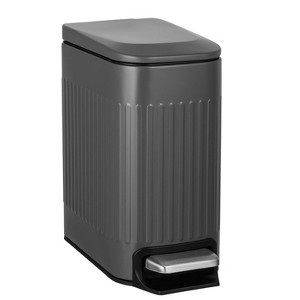 LunaLulinlk Gray Stainless Steel 1.6 Gallon Bathroom Trash Can with Lid, Small Trash Can - 1 of 4