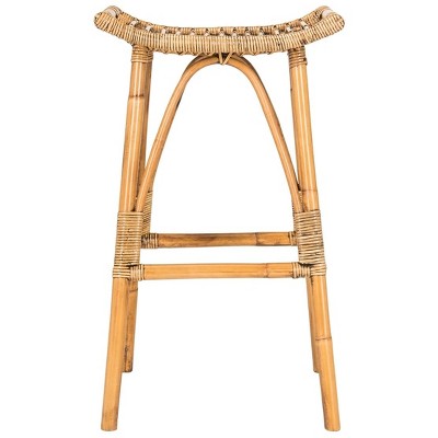 Honey Brown Rattan Curved Bar Stool