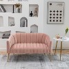SEYNAR Modern Glam Comfy 50" Metal Legs Curved Sofa 2 Seaters Loveseat with Tufted Back - 2 of 4