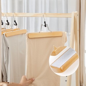 12 Pack Premium Wooden Pants Hangers with Non-Slip Felt, 360° Swivel Hook, Smooth Finish for Tight Hold - 1 of 4