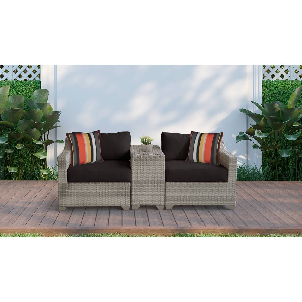 Fairmont 3pc Patio Seating Set with Cushions - Black - TK Classics