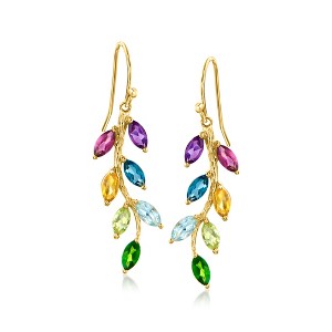 Ross-Simons 3.20 ct. t.w. Multi-Gemstone Vine Drop Earrings in 18kt Gold Over Sterling - 1 of 3