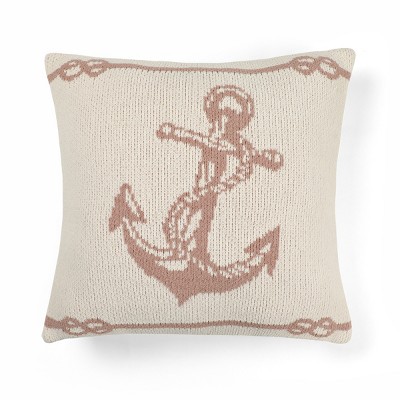 Amelie Home Nautical Anchor Pattern Square Chenille Throw Pillow
